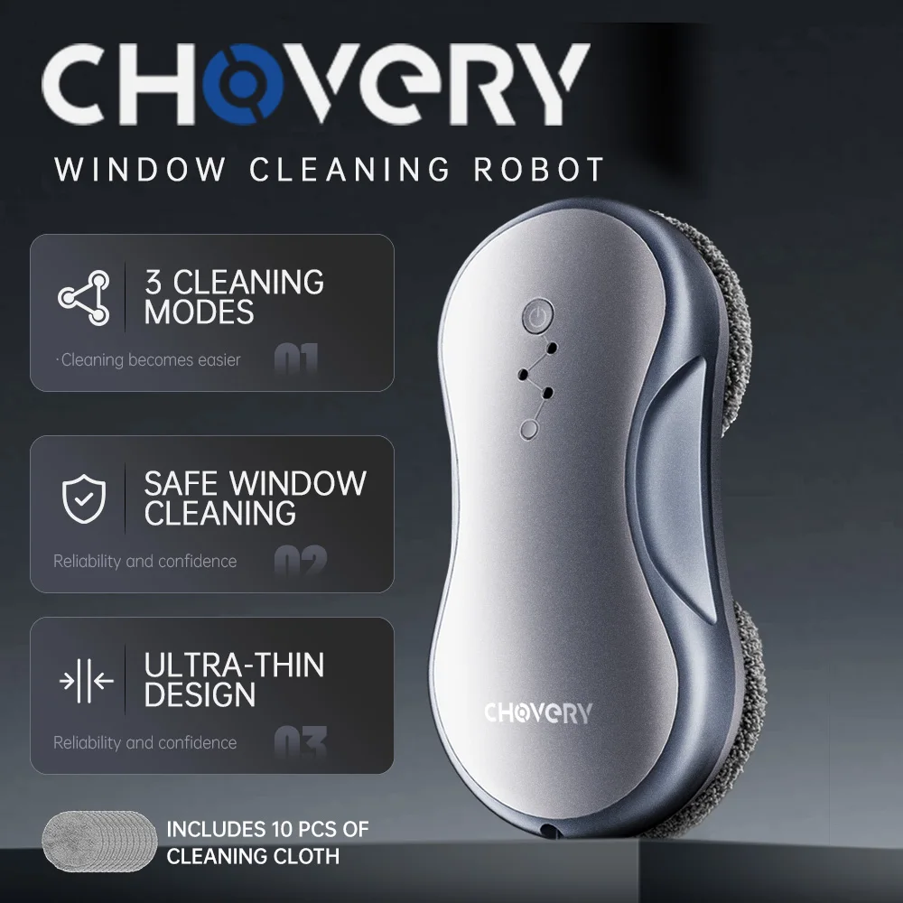CHOVERY Ultra Dünner Fensterreinigungsroboter Elektrischer Fensterreiniger Glasreiniger mit Fernbedienung – Detail 1