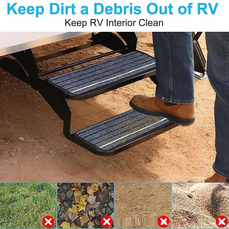 [CA2] 1PC Carpet Step Mat Set For Motorhome Campervan Cab Door Dustproof Non Slip With Reflective Strips