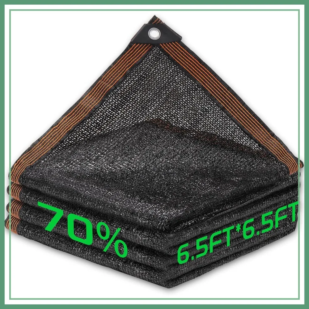 

70% Shade Cloth 6.5FTx6.5FT HDPE Mesh Tarp with Reinforced Grommets, Outdoor Sun Shade Net for Greenhouse, Plants, Garden, Pergola, Patio, Chicken Coop