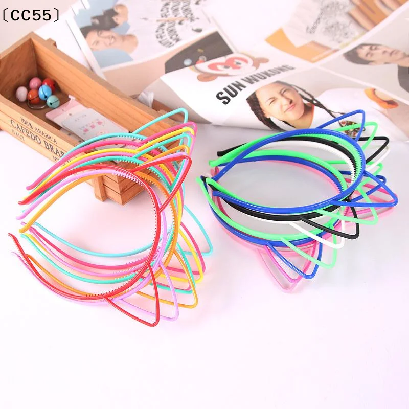 

12PCS Kids Cat Ears Hairband Set Cute Solid Color Plastic Headband Tooth Outer Ear Accessory For Children Random Color〔CC55〕