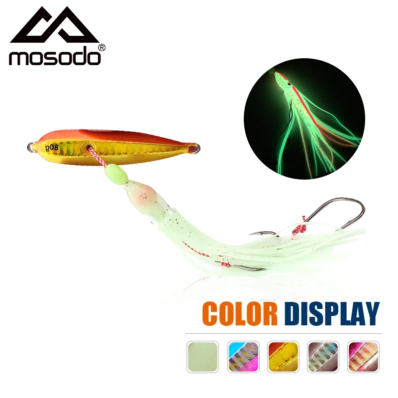 Mosodo Inchiku Jig Lure Soft Squid lure Model 25# with assist hook Octopus Luminous Hard Bait Fishing Accessories