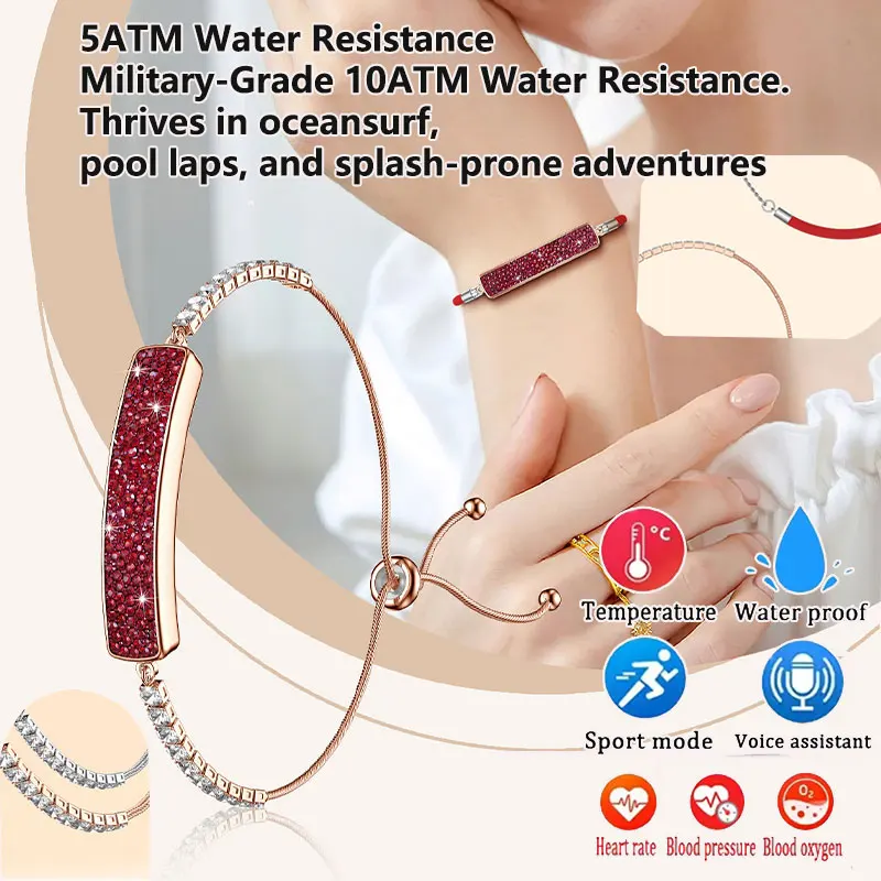 

2025 New Luxury Women Bluetooth Smart Watch Ladies Fitness Sport Band Heart Rate Blood Oxygen Stress HRV Monitor Smart Wristband