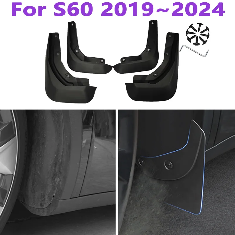 

For Volvo S60 2019 2020 2021 2022 2023 2024 4x Car Mudguards Mudflaps Splash Mud Guards Flap Front Rear Wheel Fender Accessories