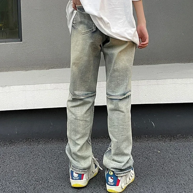 Ripped Jeans for Men Y2k Pants Baggy High Street Distressed Straight-leg Denim Summer Hip Hop Vaqueros Loose Ropa Hombre