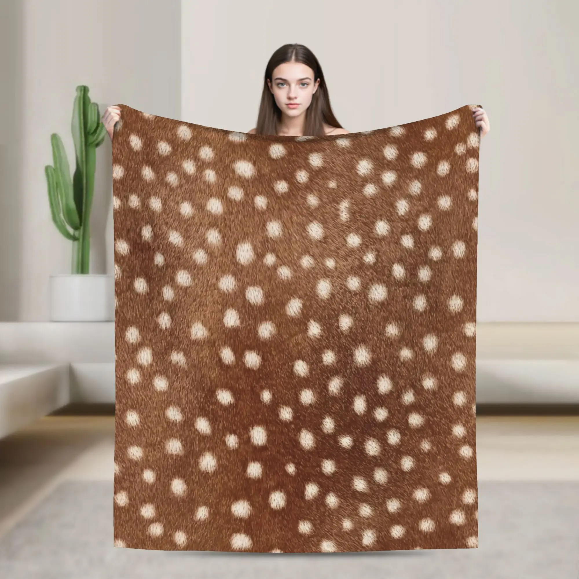 Brown Base Light Antelope Spot Blankets Super Soft Velvet Comfortable Present  Throw Blankets Quilt