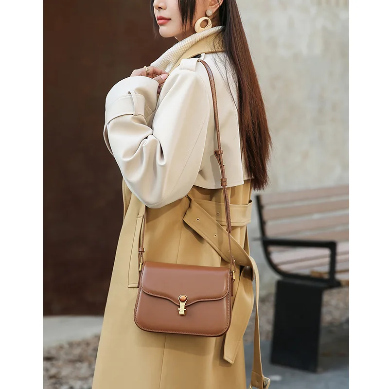 Women's Tofu Bag Luxury Handbag Small Square Bag Ruby Lock 2023 New One Shoulder Crossbody Bag Genuine Leather Underarm Bag