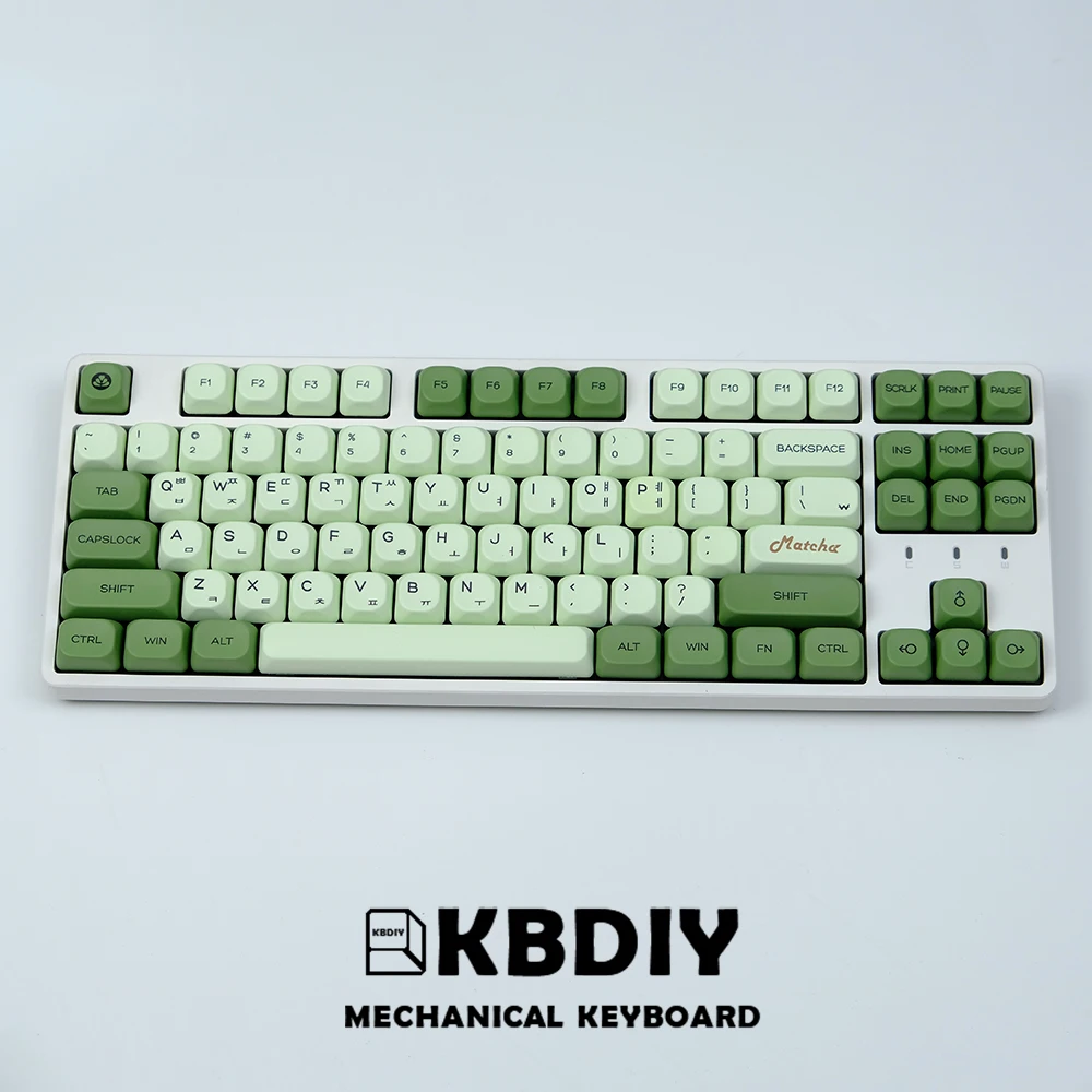 KBDiy Matcha KOA Keycap PBT Similar MOA Keycaps Retro 7u MAC ISO Japanese Korean Russian 143 Key Cap Set for Mechanical Keyboard