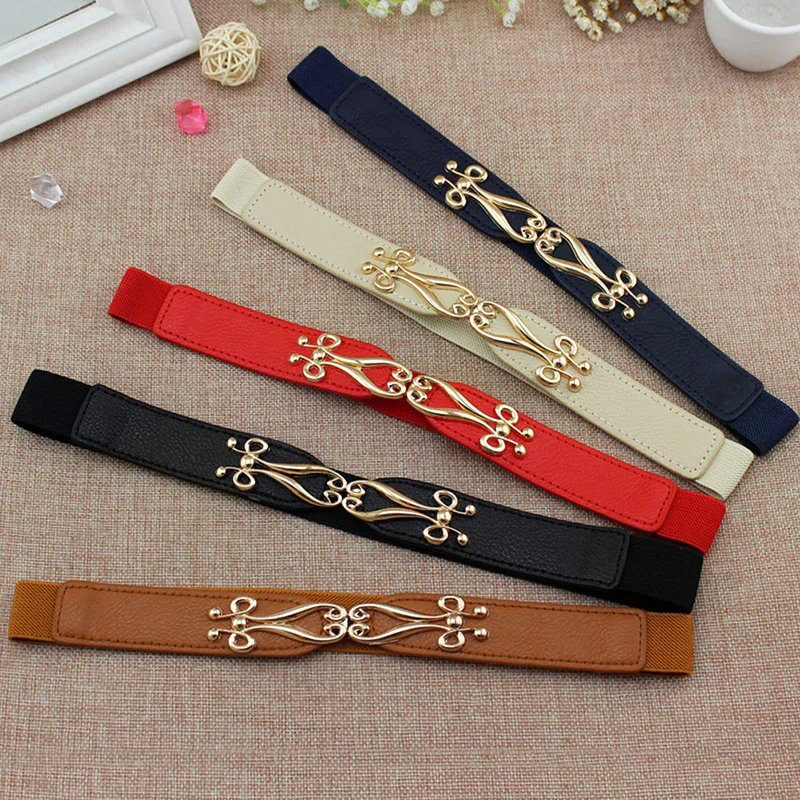 Waistband Women Fashion Elastic Elegant Cummerbund Dress Buckle Belt Strap Waist Decorative Accessory