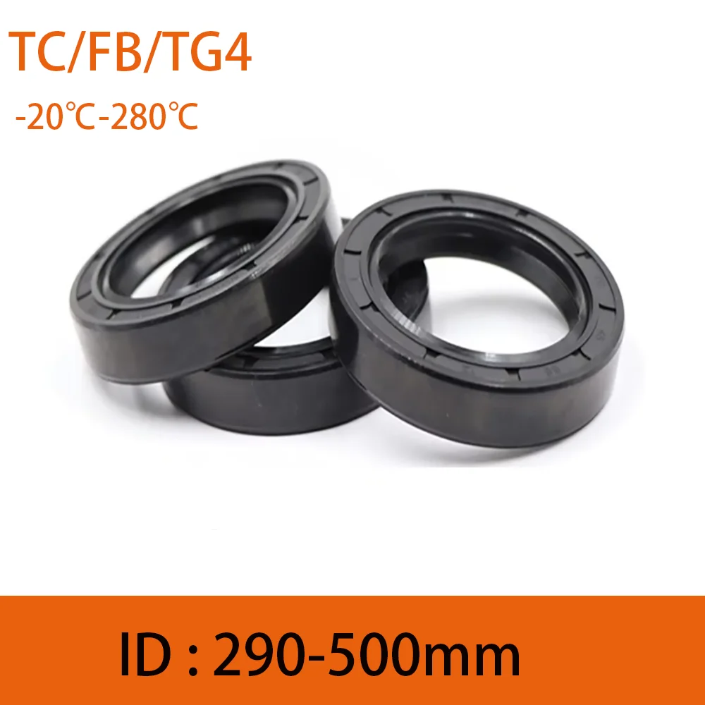 1Pcs NBR ID 290-500mm Black TC/FB/TG4 Skeleton Oil Seal Rings Double Lip Seal Gasket For Rotation Shaft  Acid & Alkali Resistant