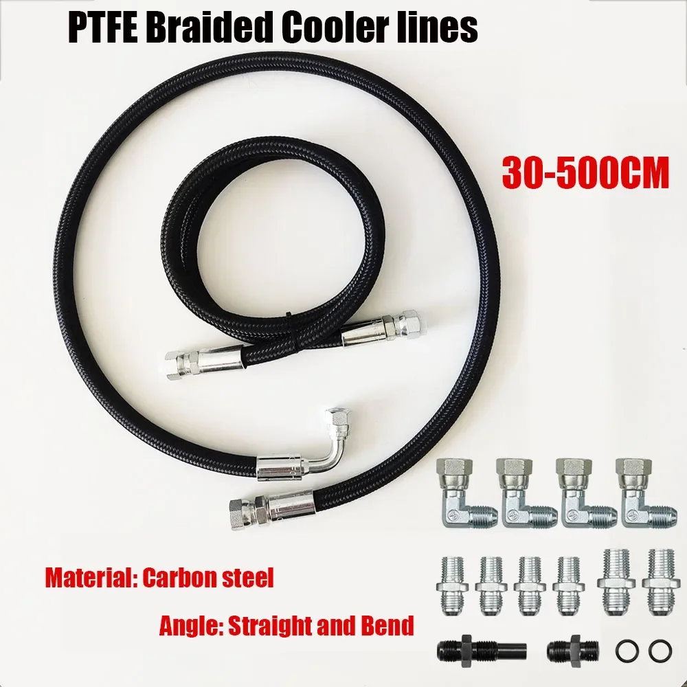 Nylon Braided Cooler Lines AN6 Black Braided Oil Fuel Fittings Hose End 0~90 Optional Degree Oil Adaptor Kit Oil Fuel Hose Line