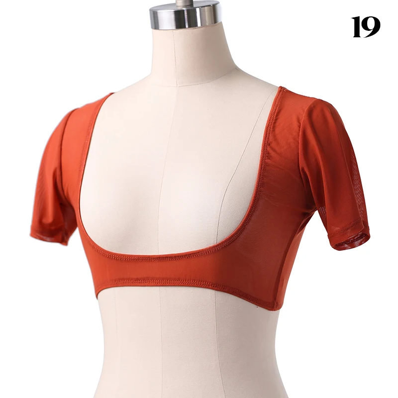 Top corto de manga corta para mujer, Top Sexy de malla con busto abierto para danza del vientre, Body de danza del vientre, camisetas de danza del vientre Tribal indio, ropa interior