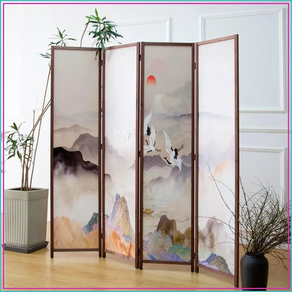 4 Panel Folding Room Divider Double-Sided Privacy Screen 67