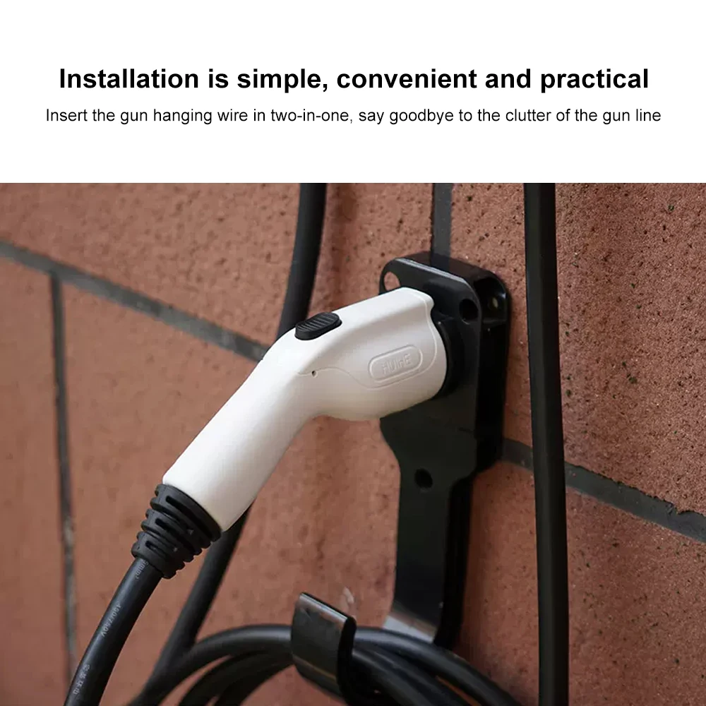 Electric Vehicle Car Charging Cable Storage Holder Gun Head Socket For EV Charger Cable Type2 Wall Mount Bracket Socket