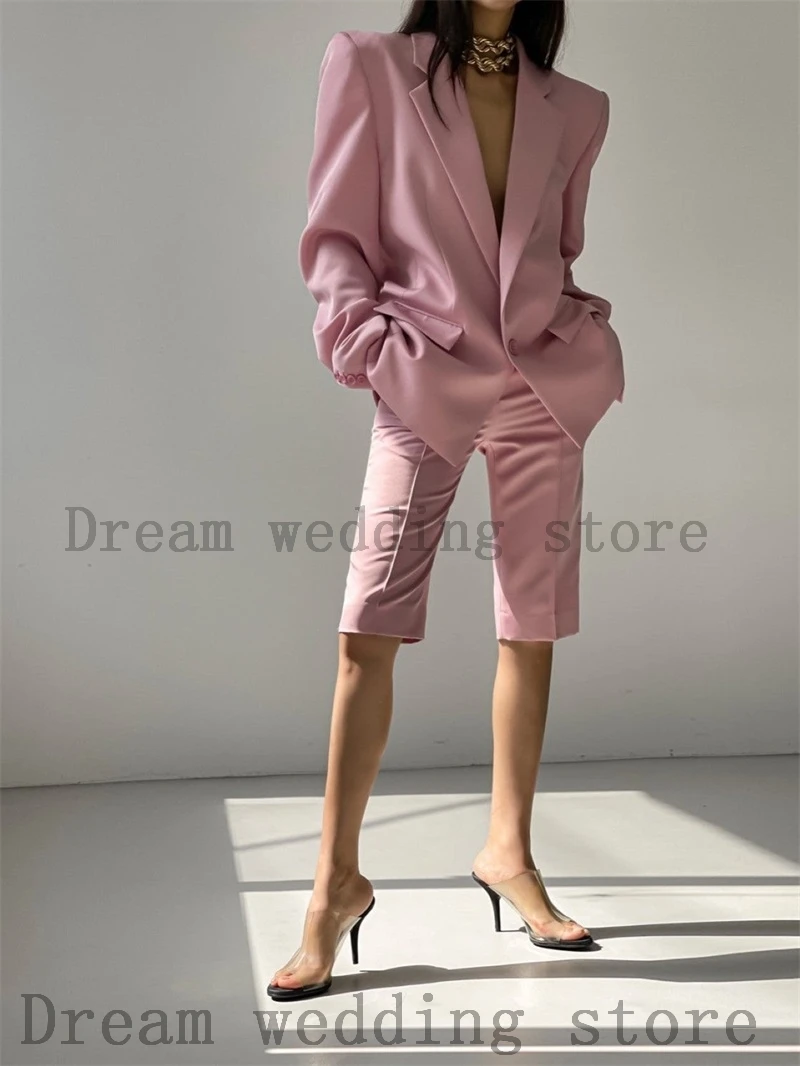 Oversize Women Suits Set 2 Pcs Blazer+Short Pants Custom Made Casual Prom Gown Party Loose Jacket Coat Streetwear Женский костюм