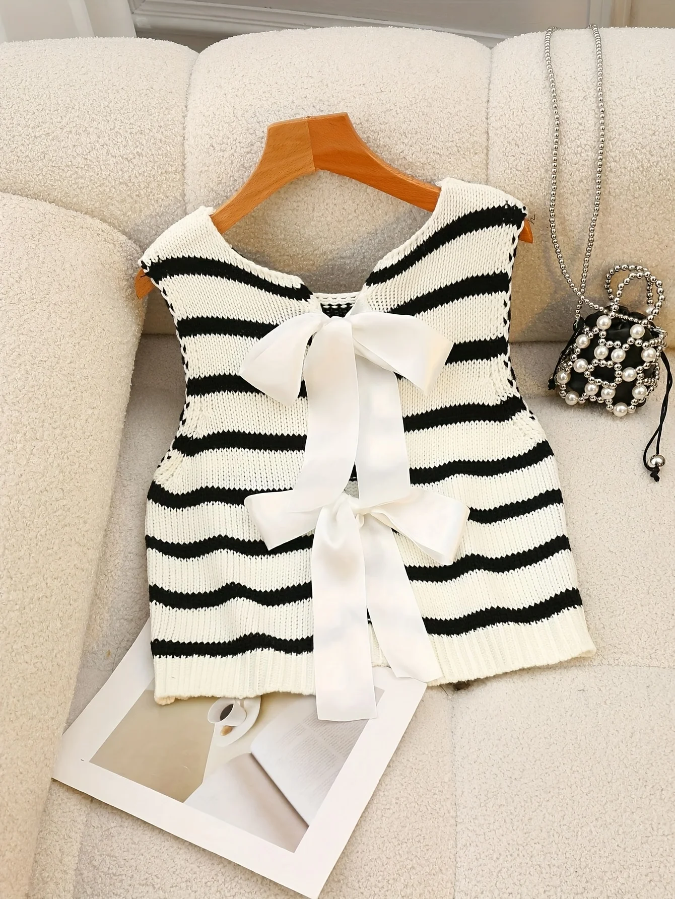 여성용 플러스 사이즈 니트 조끼, 뒷면에 리본 디자인, - Women Fashion Vest 리뷰 및 가격