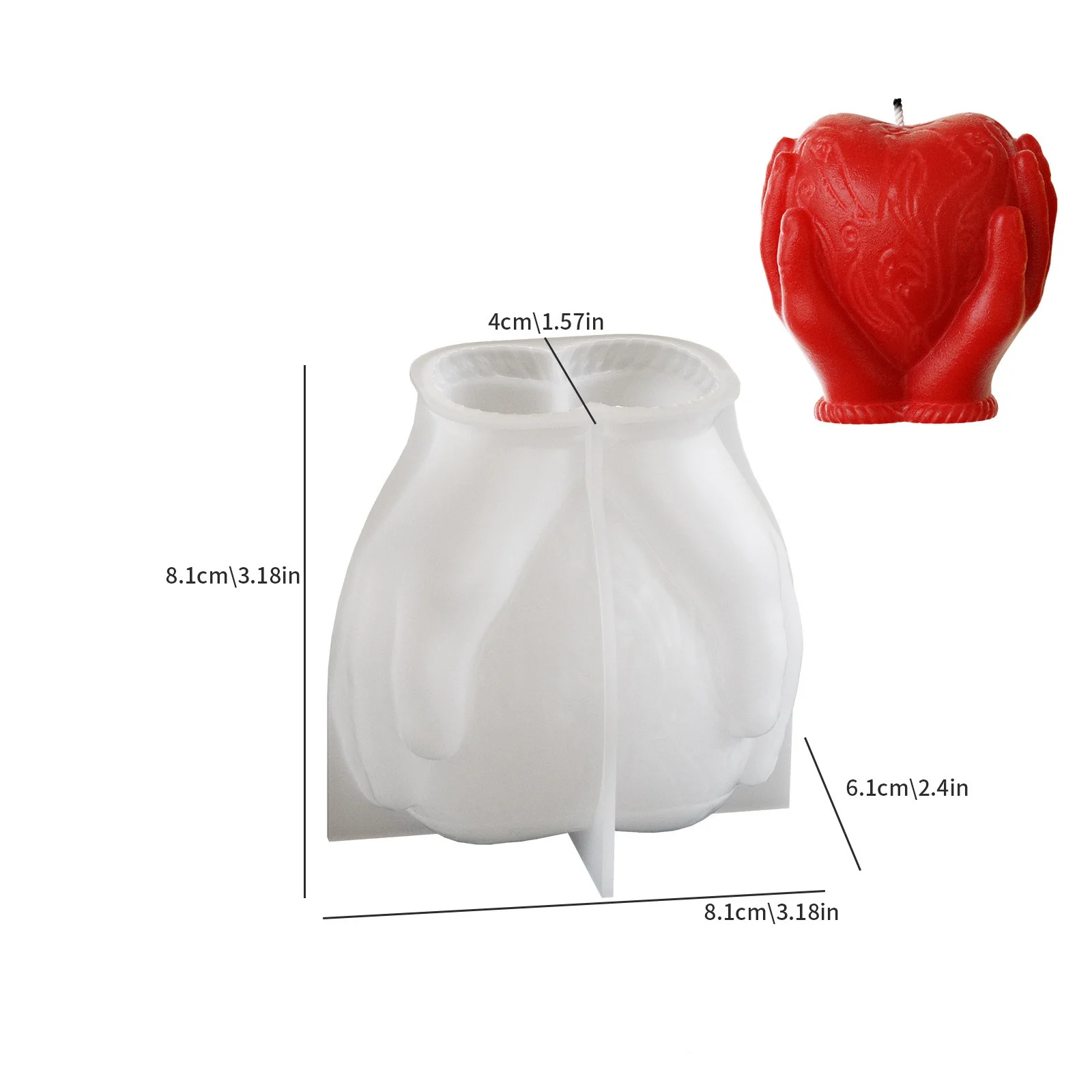 DIY Handheld Heart shaped Candle Silicone Mold Embossed Pattern Soap Mold 3D Love Aromatherapy Cream Making Valentine's Day Gift