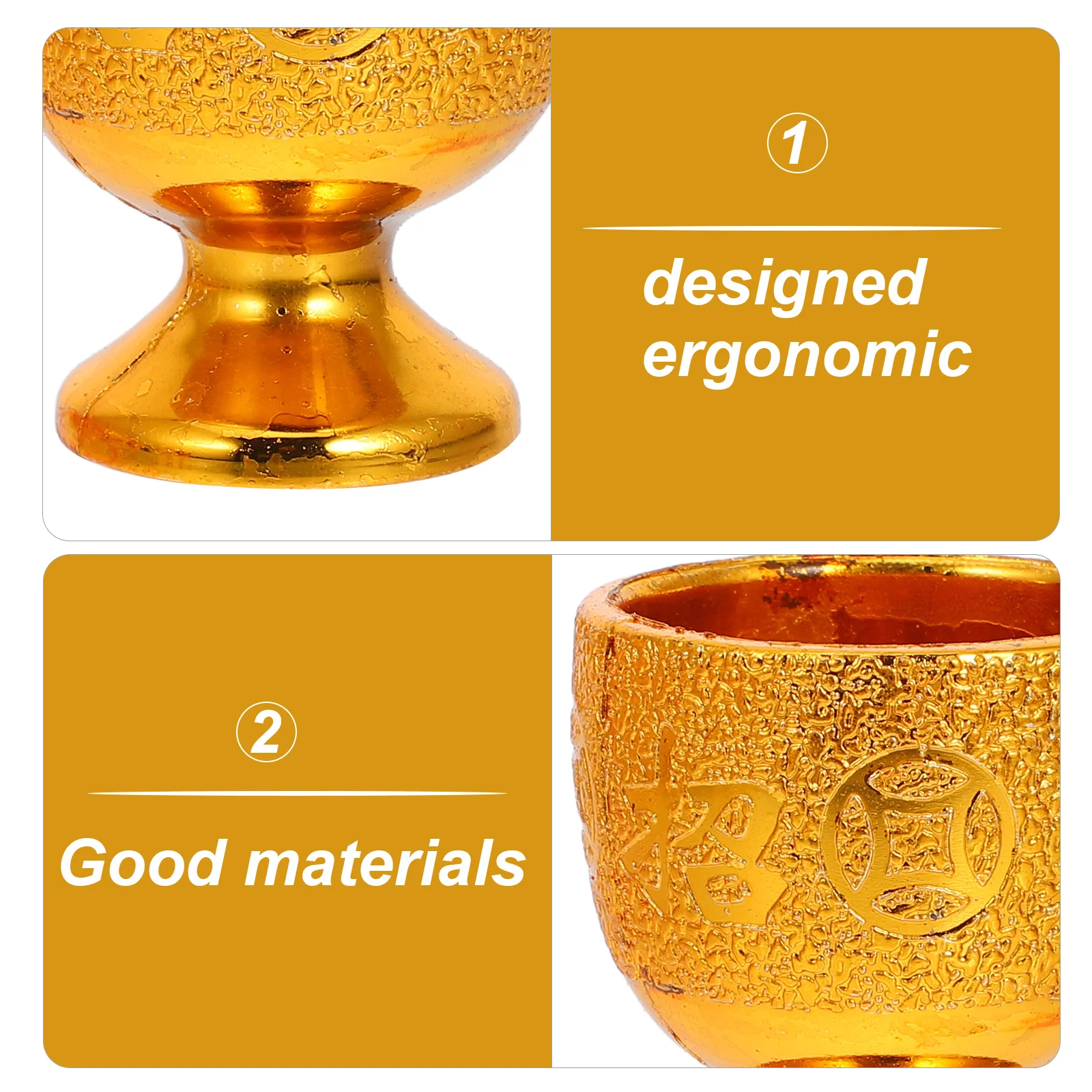 1 مجموعة الذهبي البسيطة مذبح الكاليس البلاستيك البوذية التبتية العبادة الكؤوس للشاي المياه عرض معبد لوازم المذبح العرض