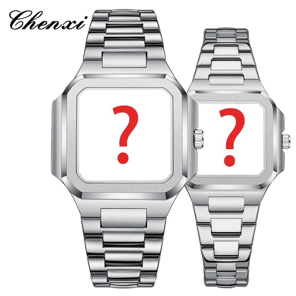 Casual Couple Watches Pair Men and Women High Quality Square Stainless Steel Waterproof 2PCS Men's And Women's Quartz Watch Gift