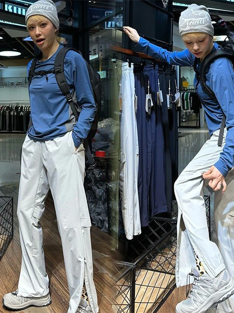 

ay Tee-Proof Soft ell Cargo Pants Men's Summer American Functional Zipper Workwear Outdoor Qui Dry Casual Long Trousers