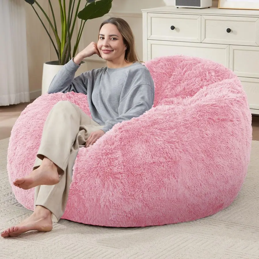 

Bag Cover No Filler, Soft Faux Fur Stuffed Animal Bean Bag Storage Only Cover, Fluffy Plush Bean Bag Chair Cover Washable, Comfy