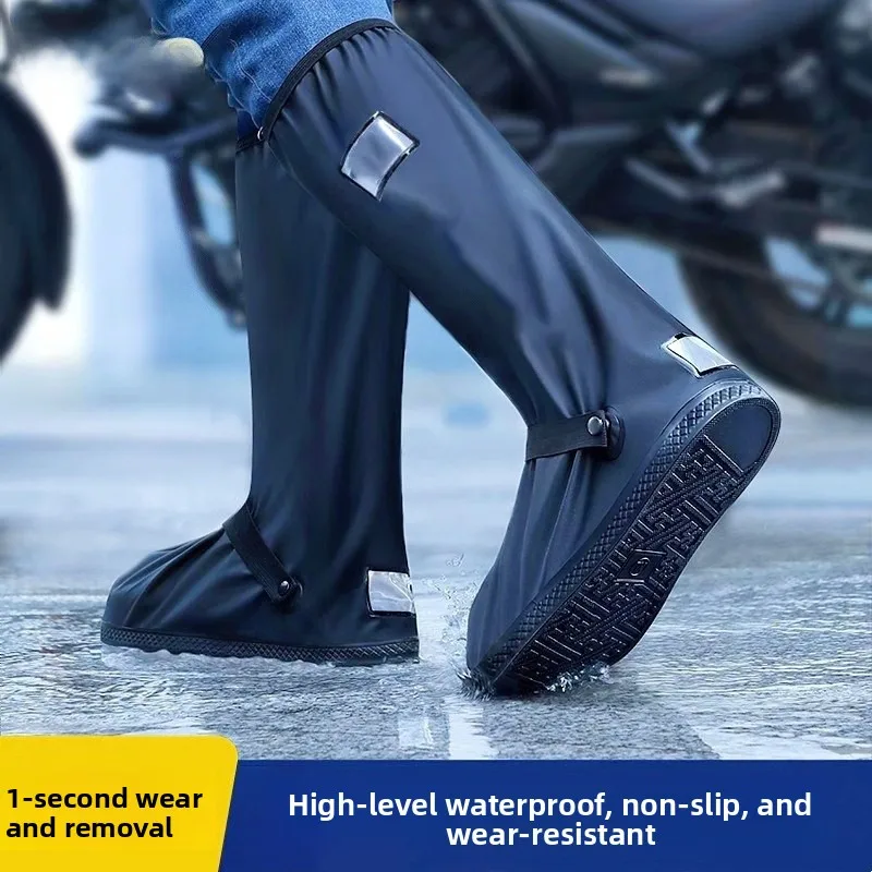 thickened-high-tube-rain-boot-covers-waterproof-anti-slip-men's-rain-shoe-covers-for-rainy-days-unisex-foot-protection
