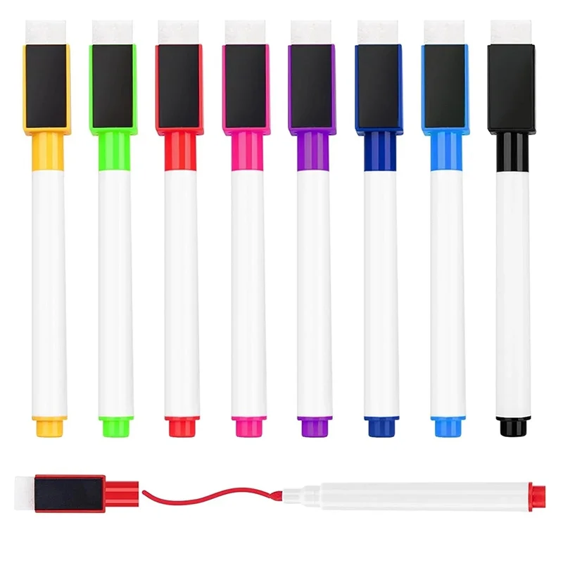 8 Colors Magnetic Set Whiteboard Pens Bullet Tip Small Size For Meeting Teaching Board Magnetic Cap Design Classroom Marker Pack