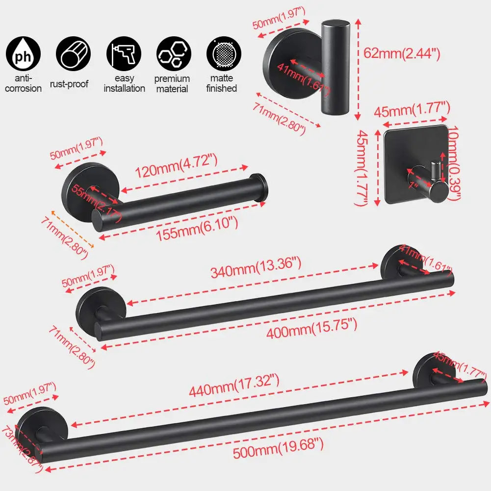 Bathroom Hardware Set-Brushed, SUS304 Stainless Steel Towel Bar Set - Include 16''+ 18