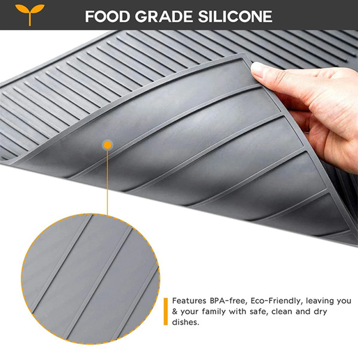 High-quality Silicone Tableware Draining Mat, Drying Mat, Countertop Tableware Drying Mat, Water-Absorbing Mat, Kitchen Utensils