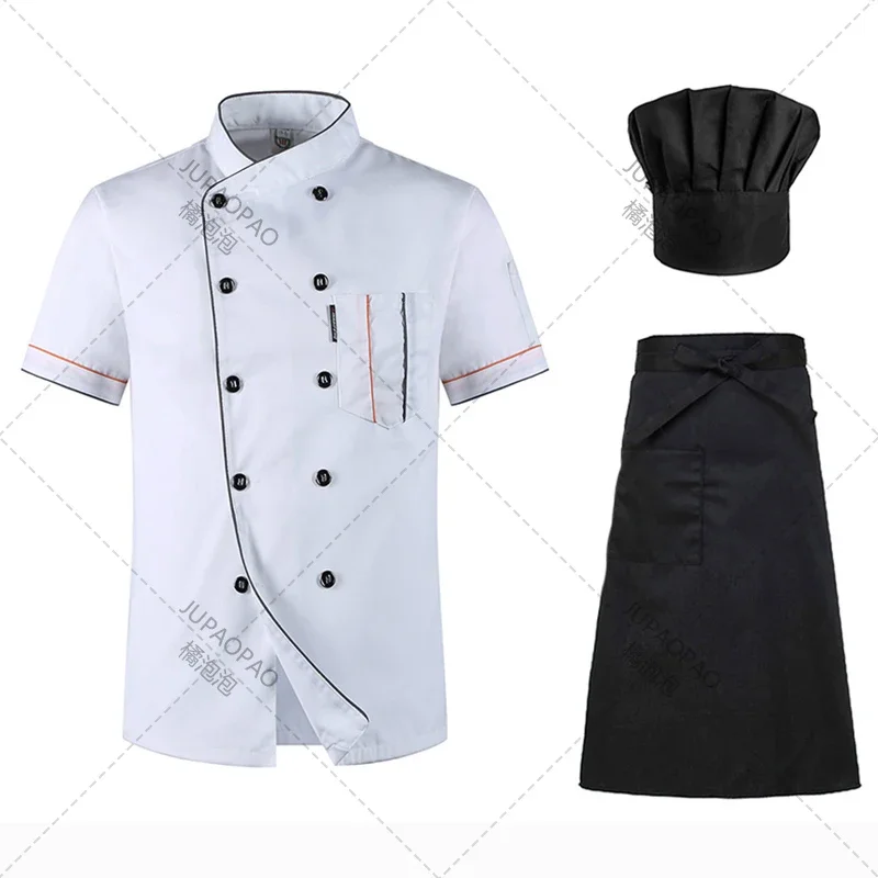 Chef Uniform Wholesale Unisex Kitchen Bakery Catering Work Cook Short Sleeve Shirt Breathable Double Breasted Chef Jacket