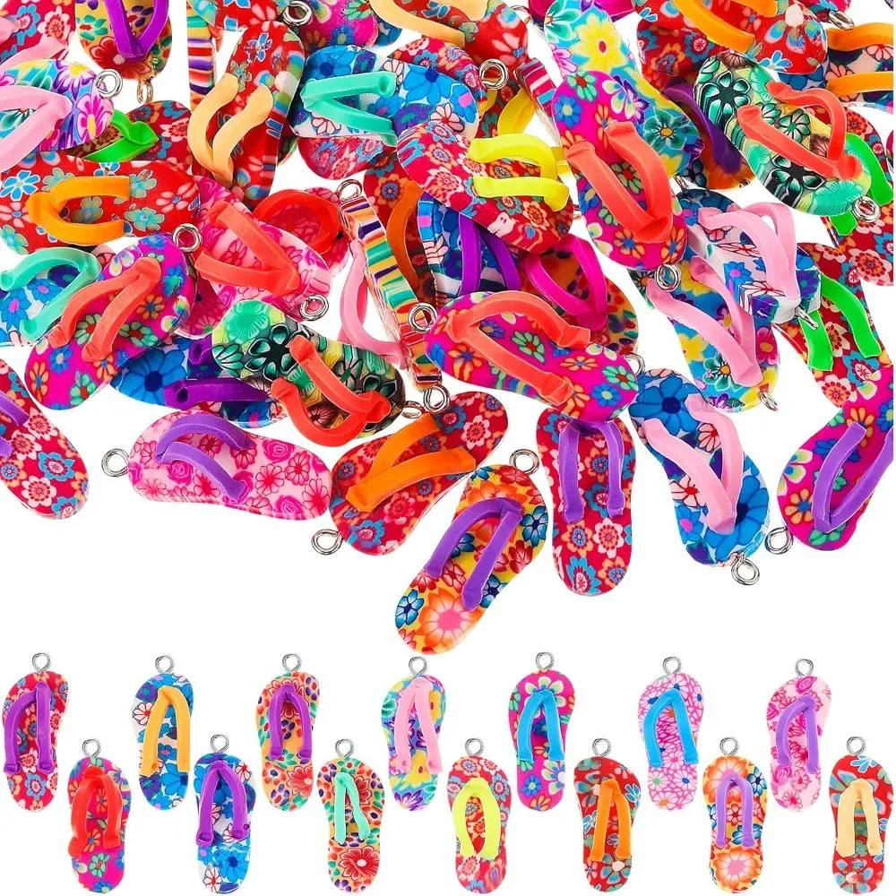 10/30/60 Uds. Surtido de variedades, dijes para chanclas para hacer joyas, colgantes de arcilla de verano, accesorios coloridos de playa para collar