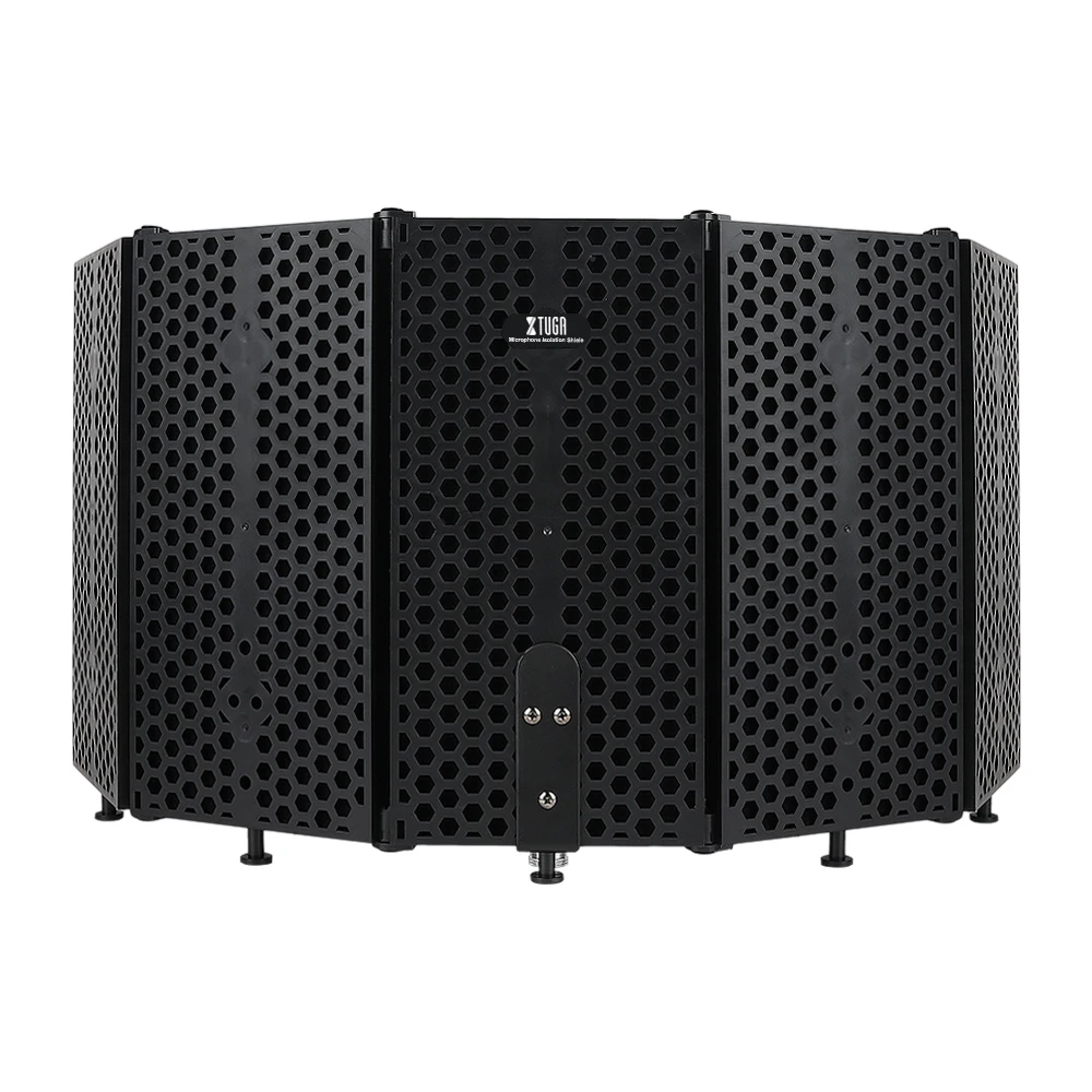 XTUGA 3/5 Plates Microphone Isolation Shield Foldable Portable High Density Sound Absorbing Cover Foam Panel with Non-slip Feet