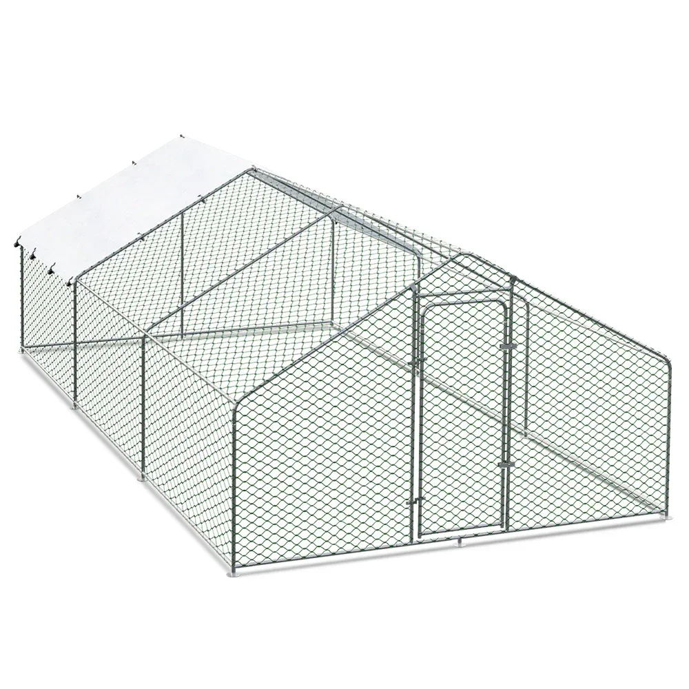 Chicken Coop with Roof Cover Heavy Duty Animal Cages Rabbit Hutch Chicken Cage Galvanized Chicken Run Metal Print Small Animals