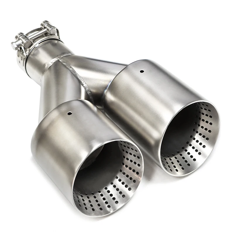 1Pcs Double Matte Stainless Steel Car Muffler Tip Exhaust Tip System Pipe Universal Exhaust Tip 60MM 63mm GTI MK7 Golf7 Nozzle
