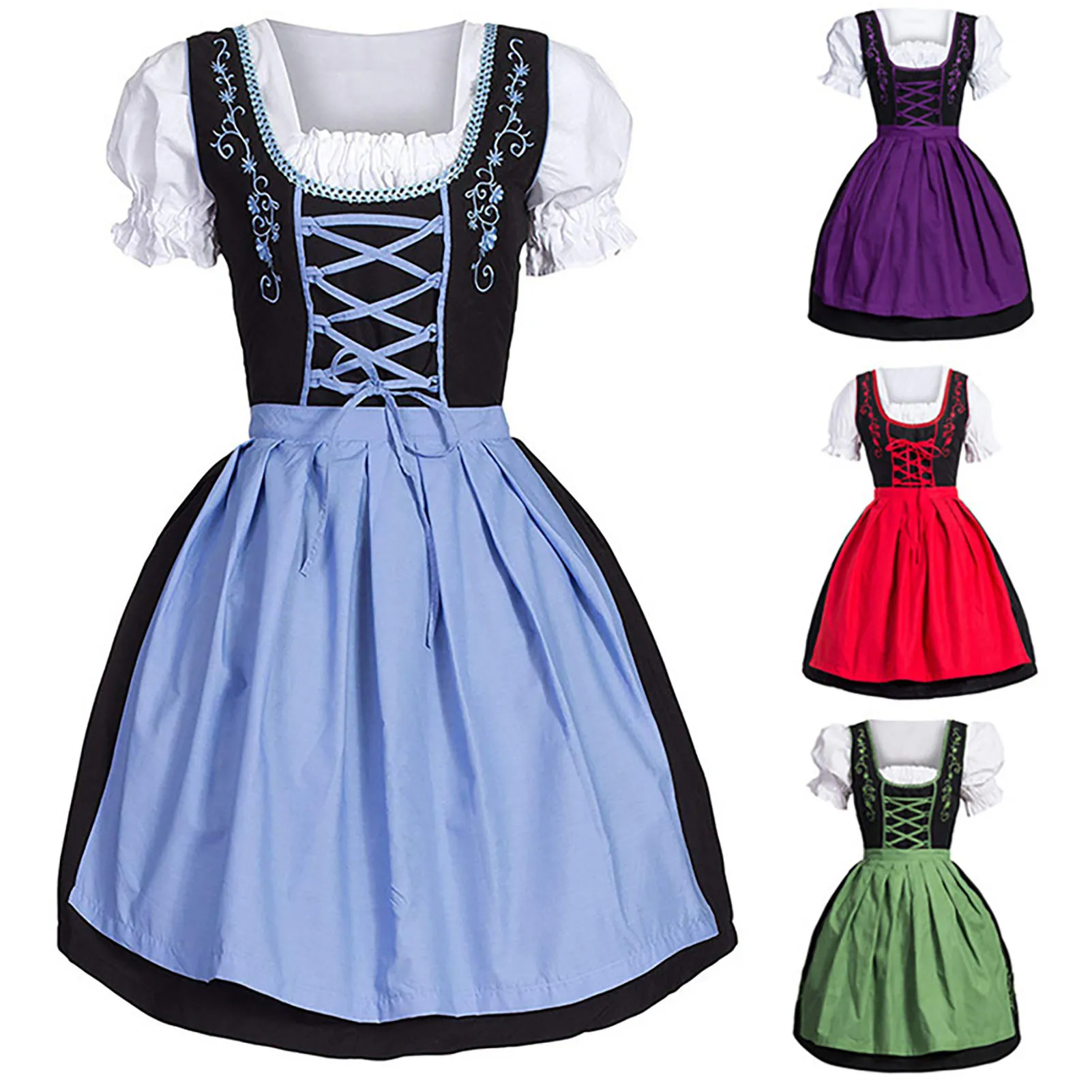 Vestido alemão Dirndl, Trajes Oktoberfest, Estilo Nacional, Festival de Cerveja Wench, Adequado para o Carnaval do Halloween