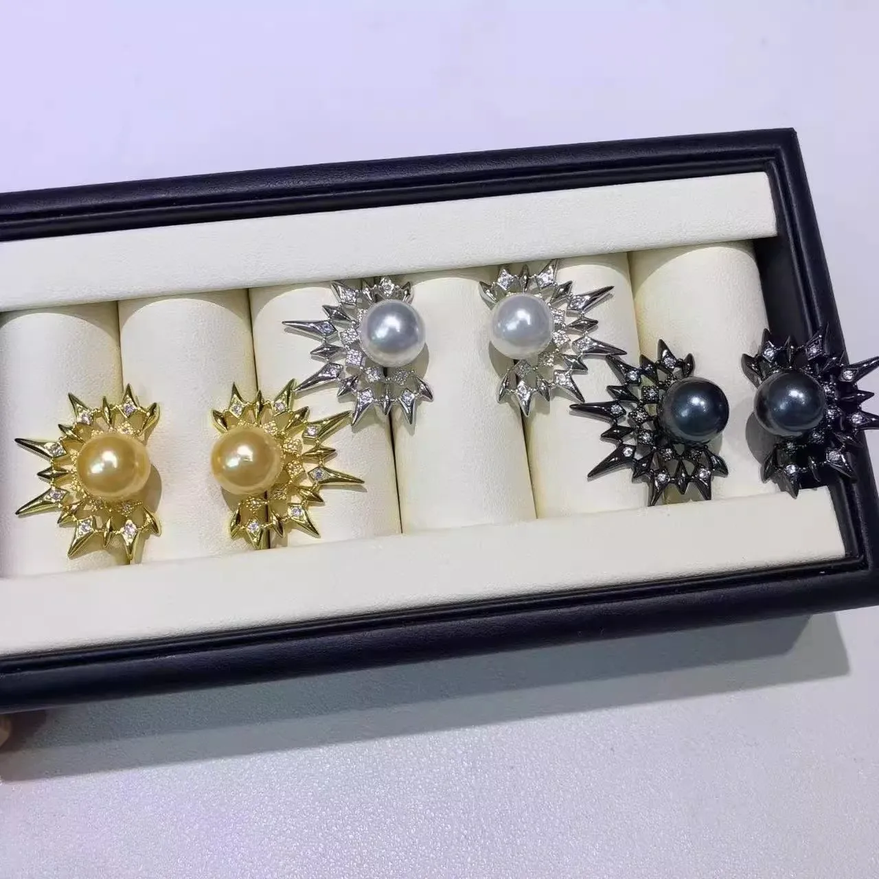 

MeiBaPJ 10mm Natural Nearround Pearls Fashion Cosmic Planets Zircons Stud Earrings Fine Wedding Jewelry for Women