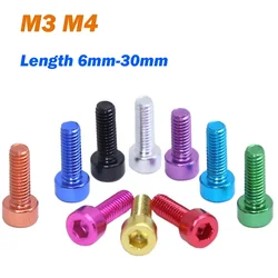 5Pcs Colored Bolts M3 M4 Length 6mm-30mm Aluminum Alloy 7075 Allen Bolt DIY Socket Cap Head Screws Hex Head Anodised Bolts
