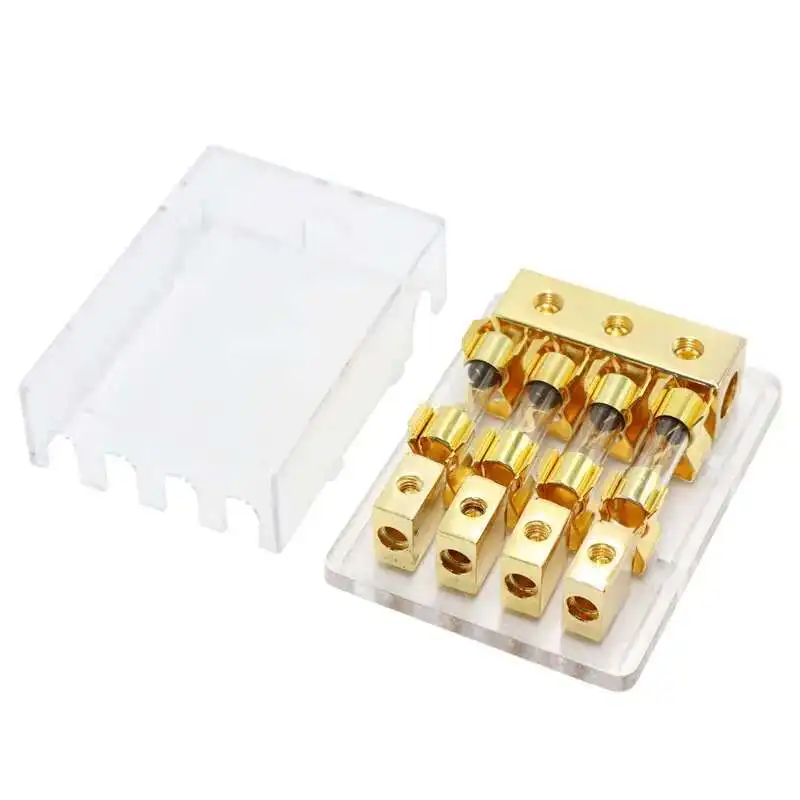 Power 1 In Gauge Out 4 Way Audio Stereo 60Amp Distribution Connecting AGU Fuse Block For Car