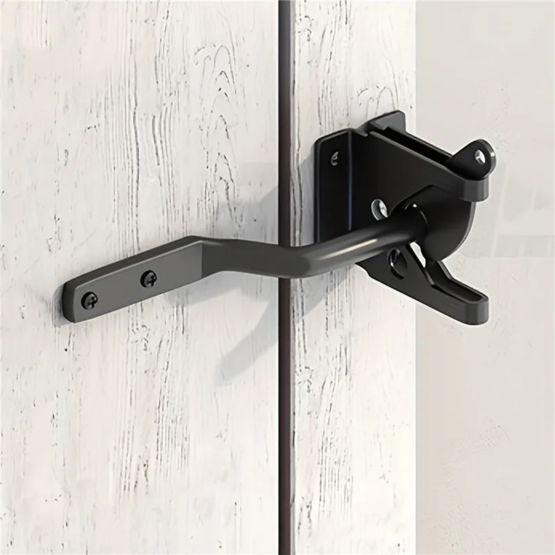 Self-Locking Gate Latch Carbon Steel Post Mounted Fence Gate Latch Heavy Duty Automatic Gravity Lever Locking Fence Gate Latch