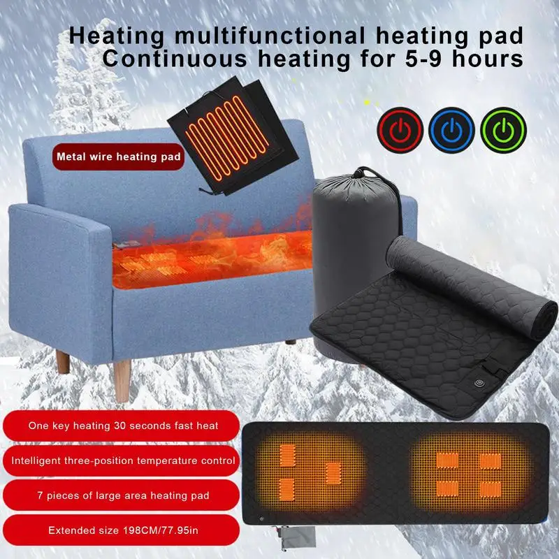 Portable USB Heating Sleeping Mat Practical Thermostat Heating Mattress Pad Warmer for Car Outdoor Home Heating Mat Sleeping Bag