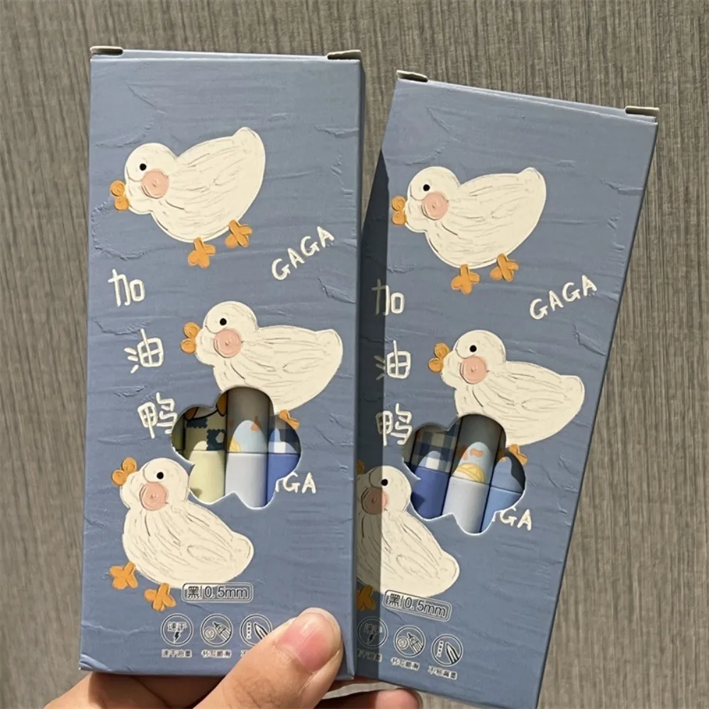 6pcs Cute Duck Pens ST Nib Black Ink Ballpoint Pen Back To School Kawaii Gel Pens School Supplies Aesthetic Stationery