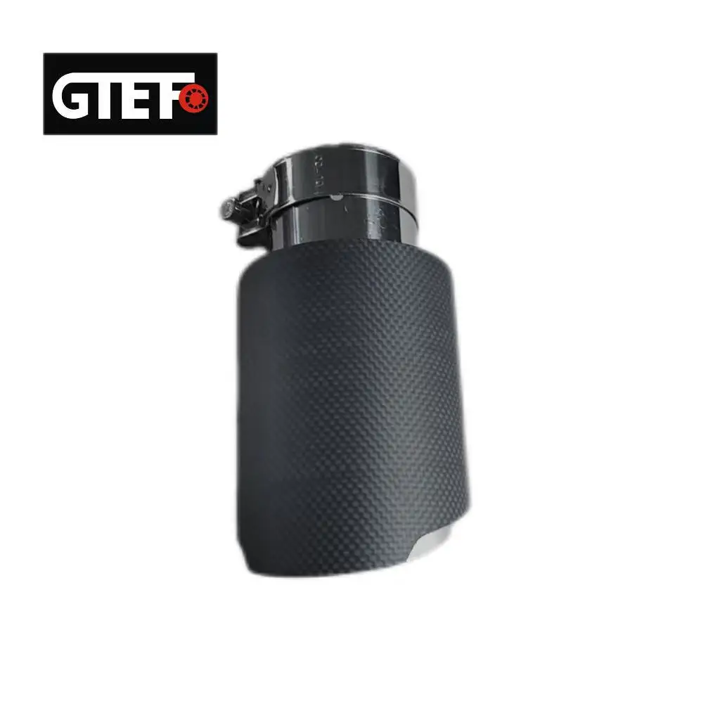 GTEFO 1 Piece Silver Straight Edge Matte Carbon Fiber Stainless Steel Car Performance Parts Exhaust Tips Muffler Modify AK Logo