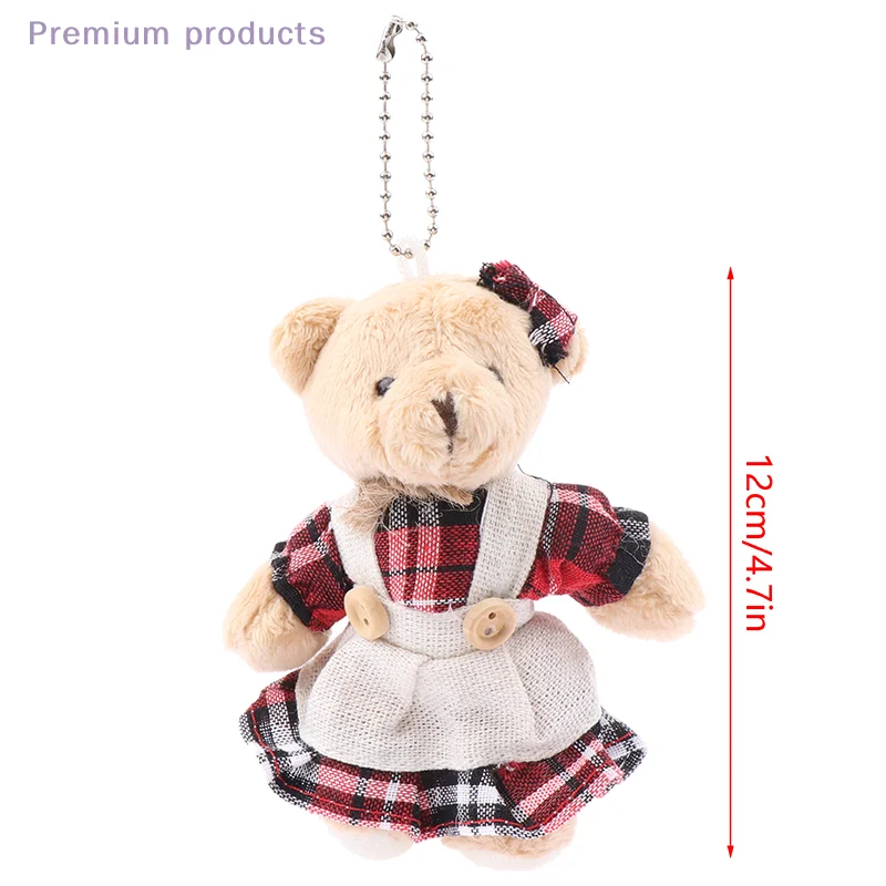 1pc dos desenhos animados usar roupas urso brinquedo de pelúcia chaveiro macio pelúcia boneca pingente mochila saco de carro chaveiro decoração presente do miúdo
