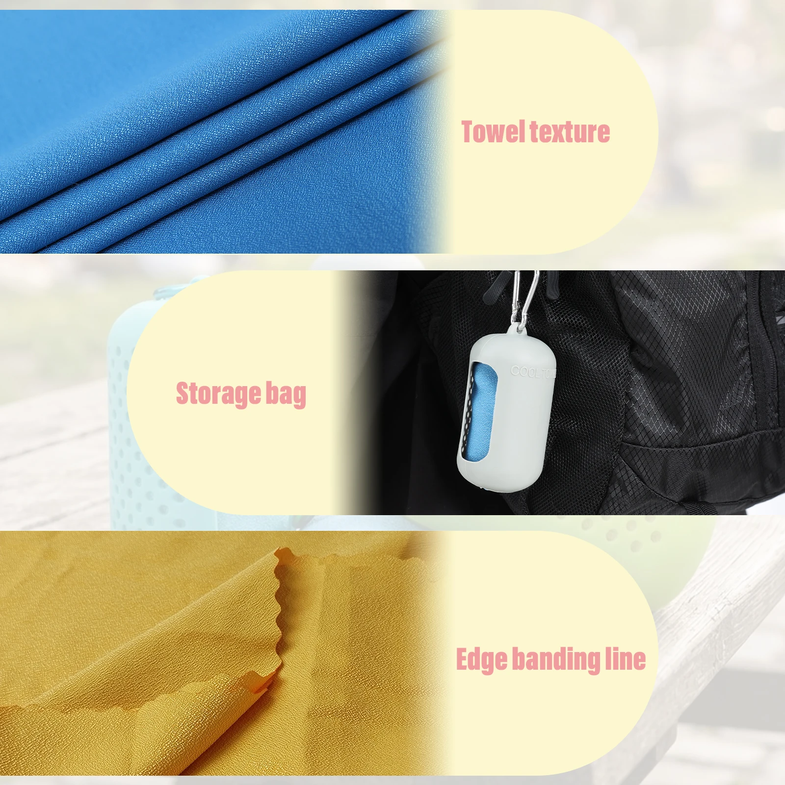 Instant Cooling Towel with Silicone Storage Case & Carabiner, Quick Dry Ice Towel for Gym Hiking Beach Travel, 40×80cm Portable