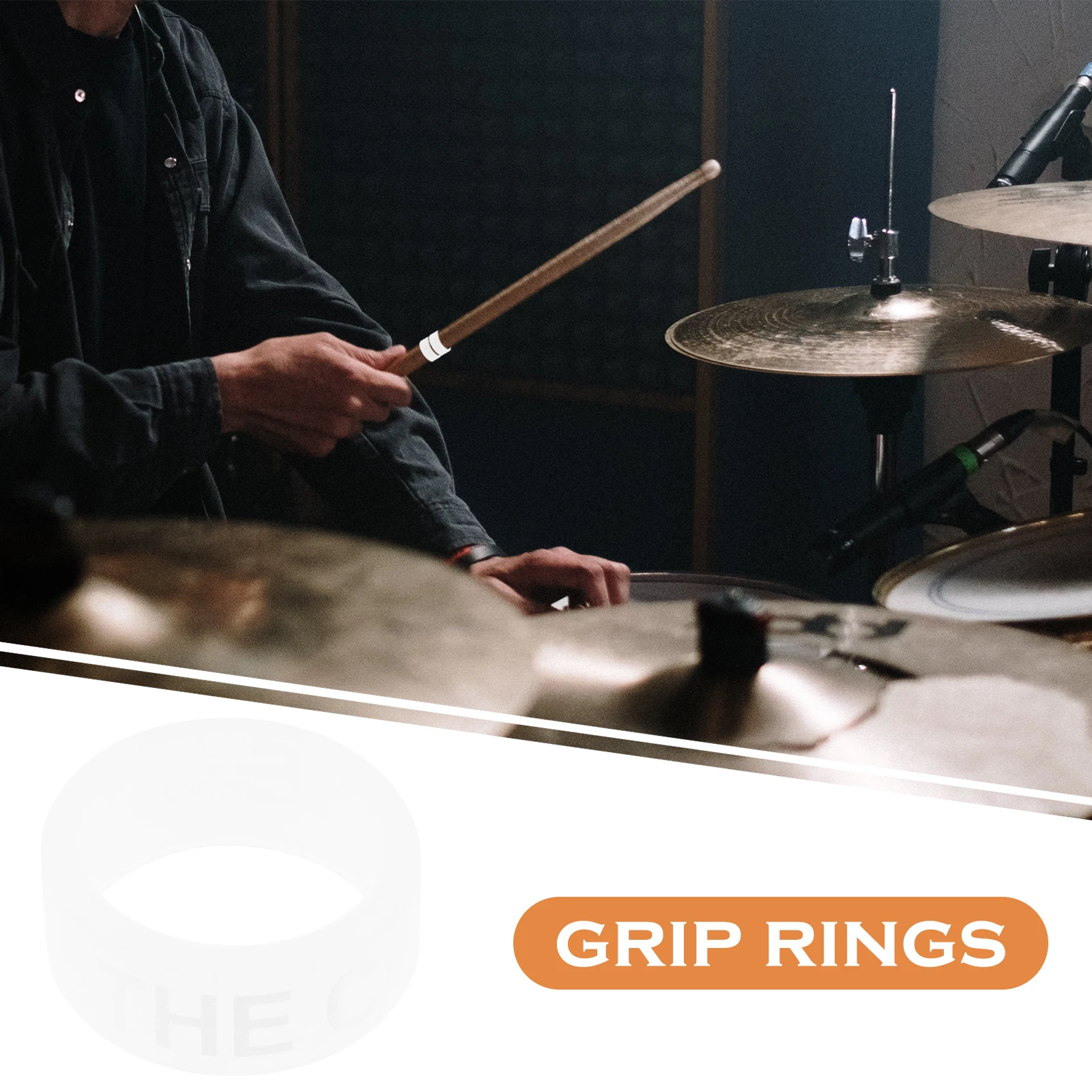 

10Pcs Luminous Drumstick Rings Anti Slip Silicone Glow in Dark Drumming Practice Tips Accessories Drum Accessories