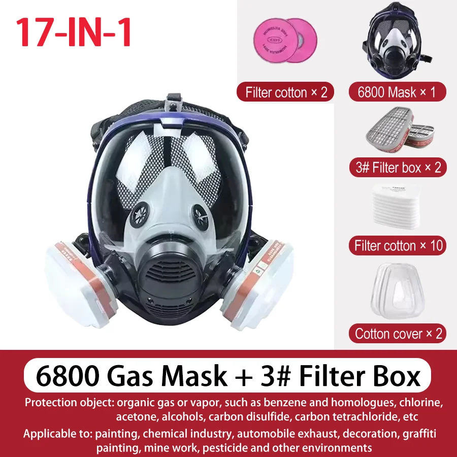 

Противотуманная химическая маска 6800, противогаз, пылезащитный респиратор, краска, пестицидный спрей, полнолицевые фильтры для лабораторной сварки, пыль