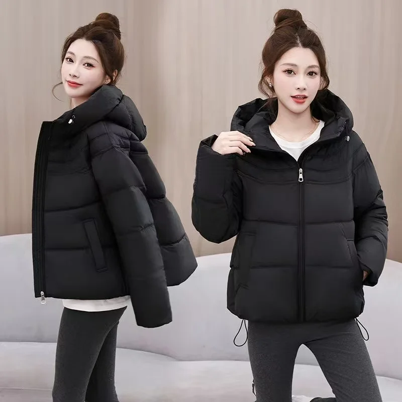 Fashion Winter Short Parkas 2026 Women's Down Cotton-padded Jacket Thicken Warm Coat Hooded Top Student Loose Bread Outerwear