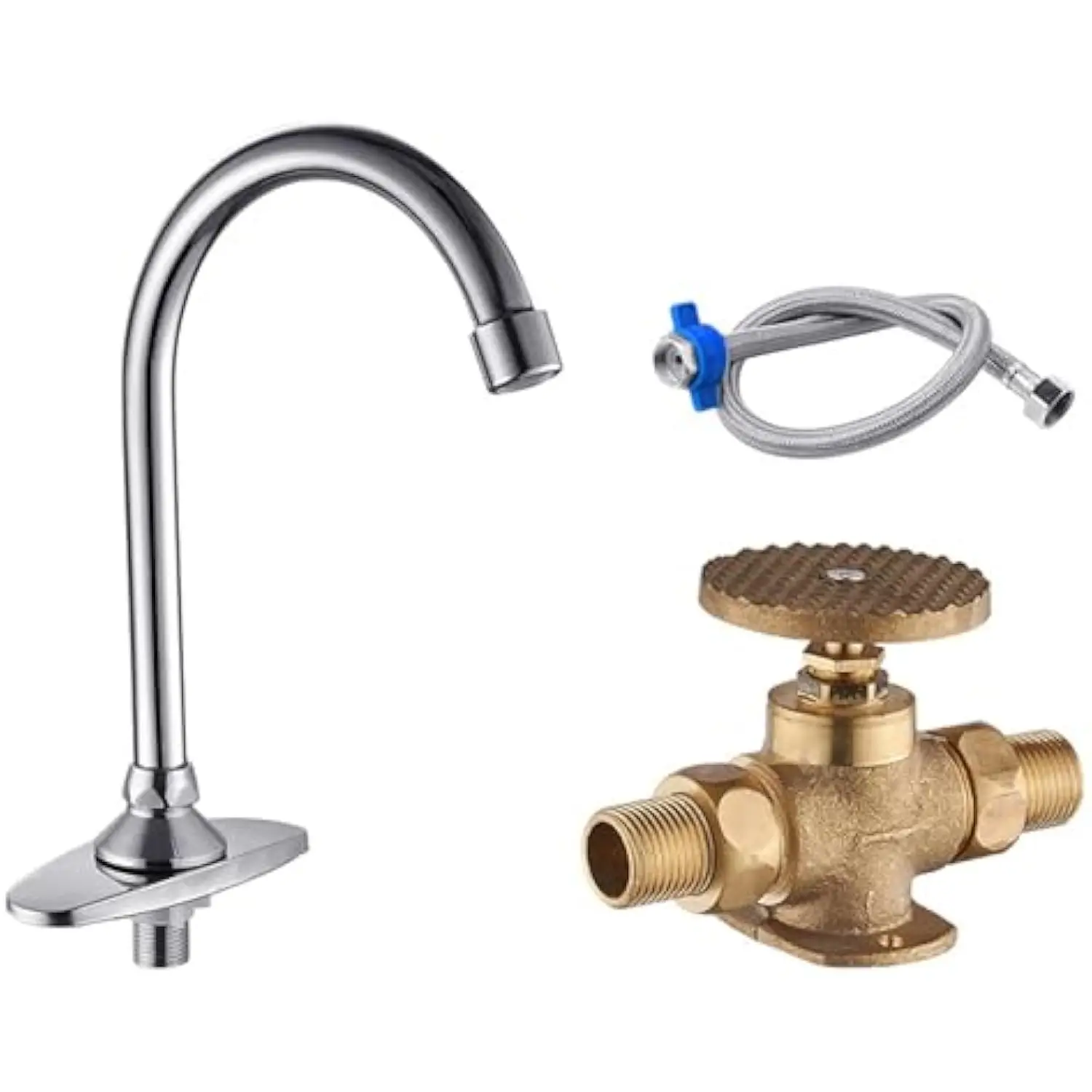 

Hands-Free Foot Pedal Faucet, Non-Contact Floor Mount Faucet, with Brass Foot Valve and Flexible Hose, G1/2In Single Cold Water