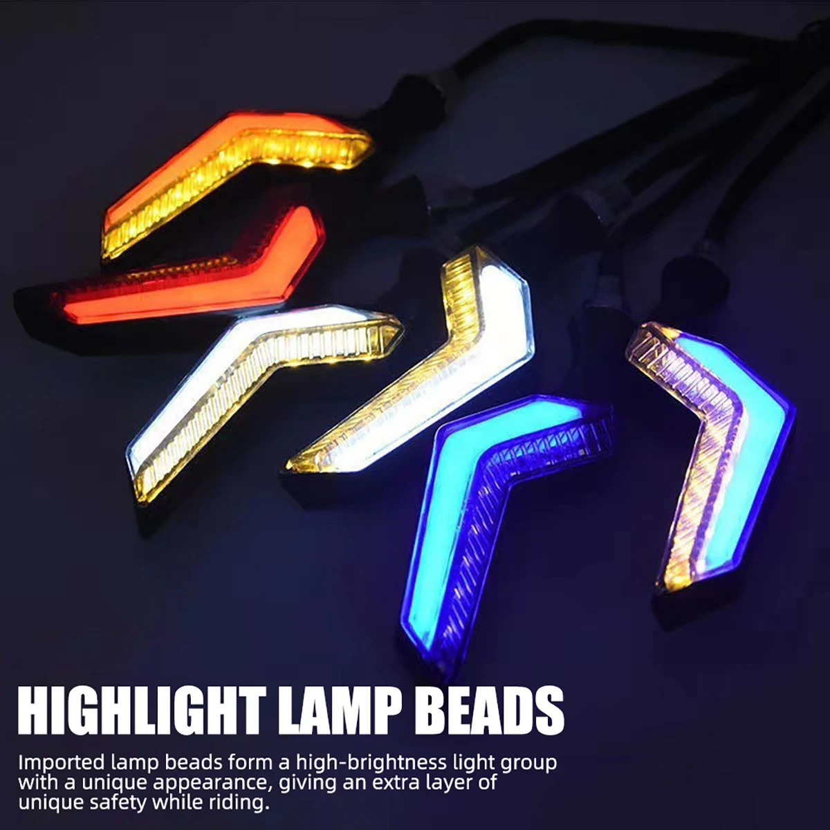 1Pair L Shaped Motorcycle LED Turn Signal Light Flowing Flash Daytime Running Indicator Lamp DRL Driving Motorbike Taillight