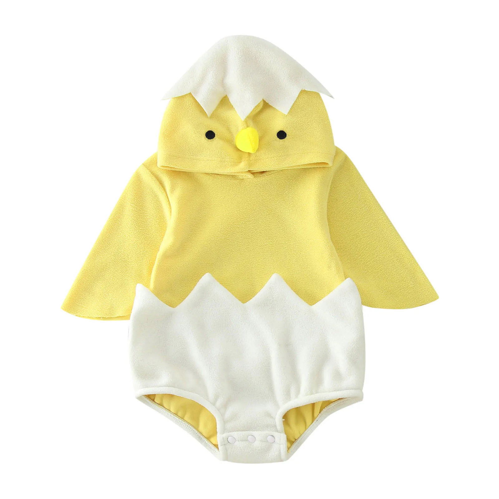 Umorden 0-24M Neonati maschi Ragazze Neonato Pulcino da cova Costume Piccolo pollo da conchiglia Pagliaccetto Tuta con cappuccio Mezza manica Pasqua