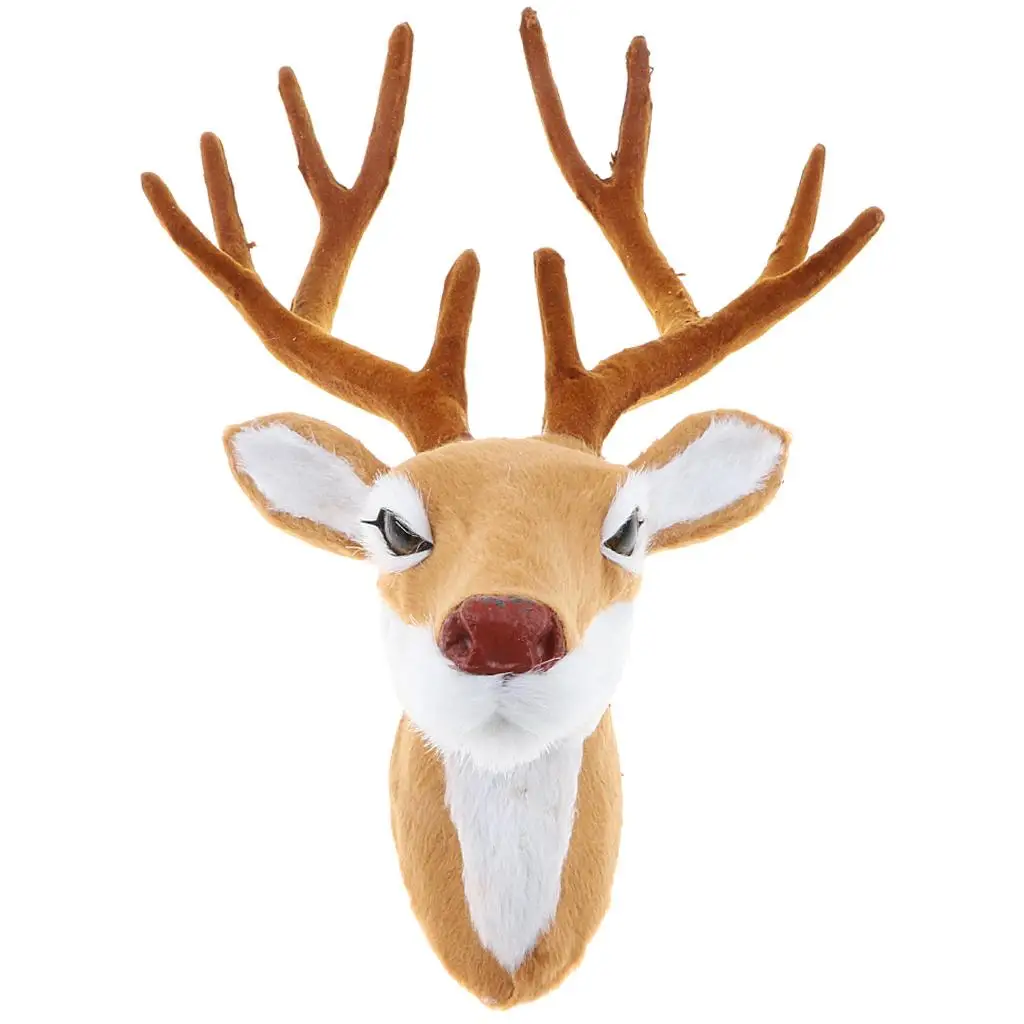 Stuffed Deer Head Model Toy, Animal Wall Hanging Decor, Home Ornament Gift